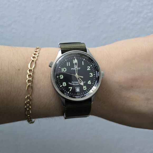 Poljot Automatic Traveller Men's Watch Limited Edition Large Wrist Army Green - Picture 2 of 7